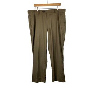 Joseph & Feiss Mens Dress Pants Size 38x30 Olive Green Flat Front